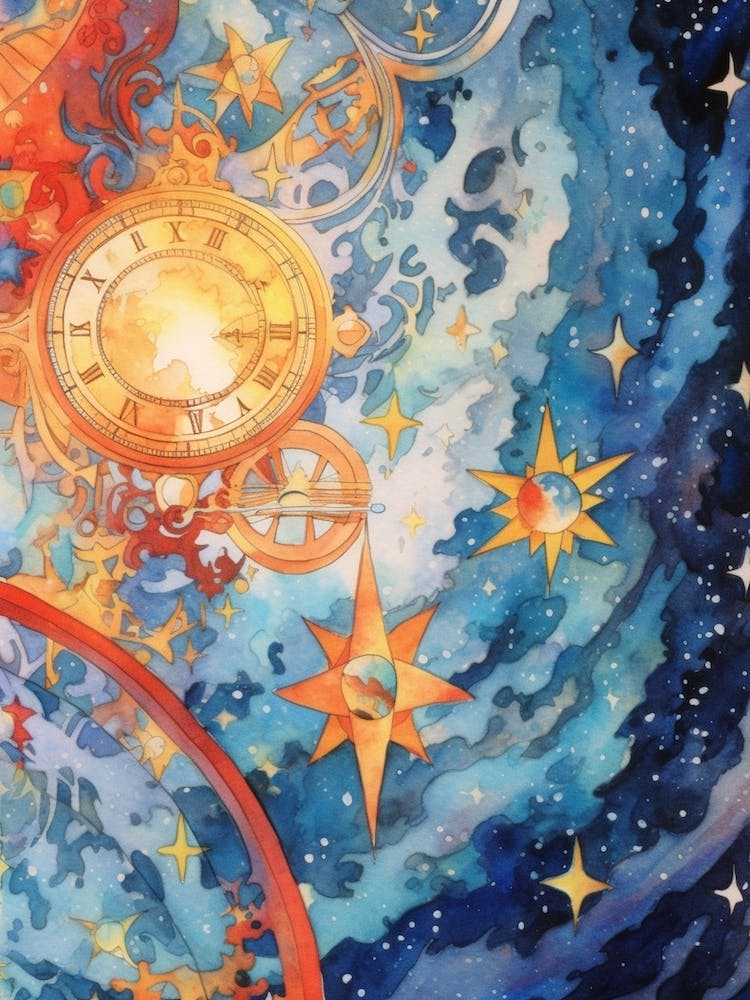 Watercolour Space Clock Celestial 5