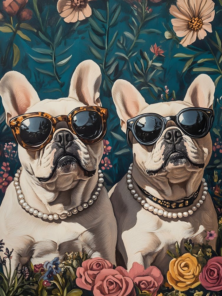 French Bulldogs And Flowers 4