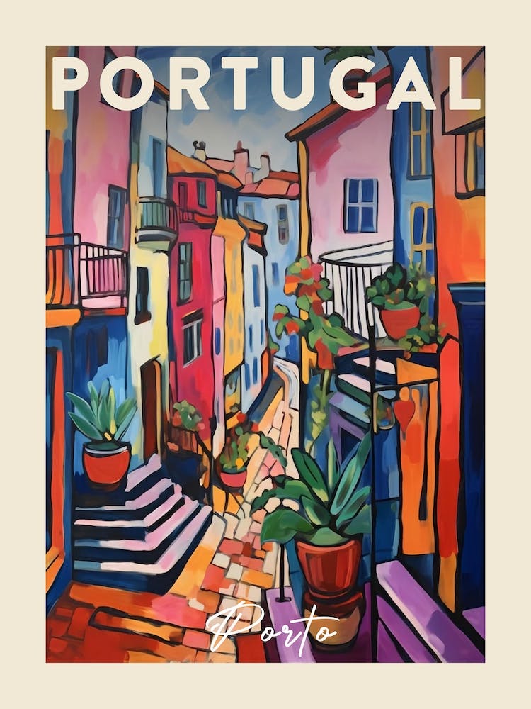 Porto Portugal 2 Fauvist Painting Travel Poster