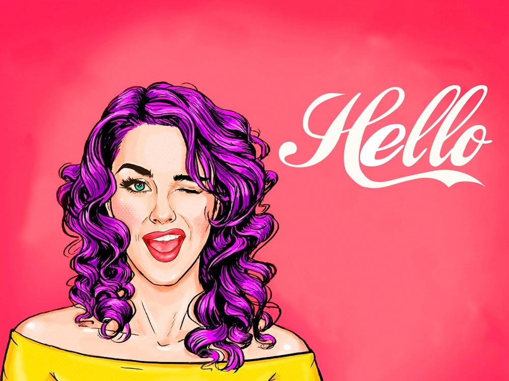 Pop Art Winking Girl With Text