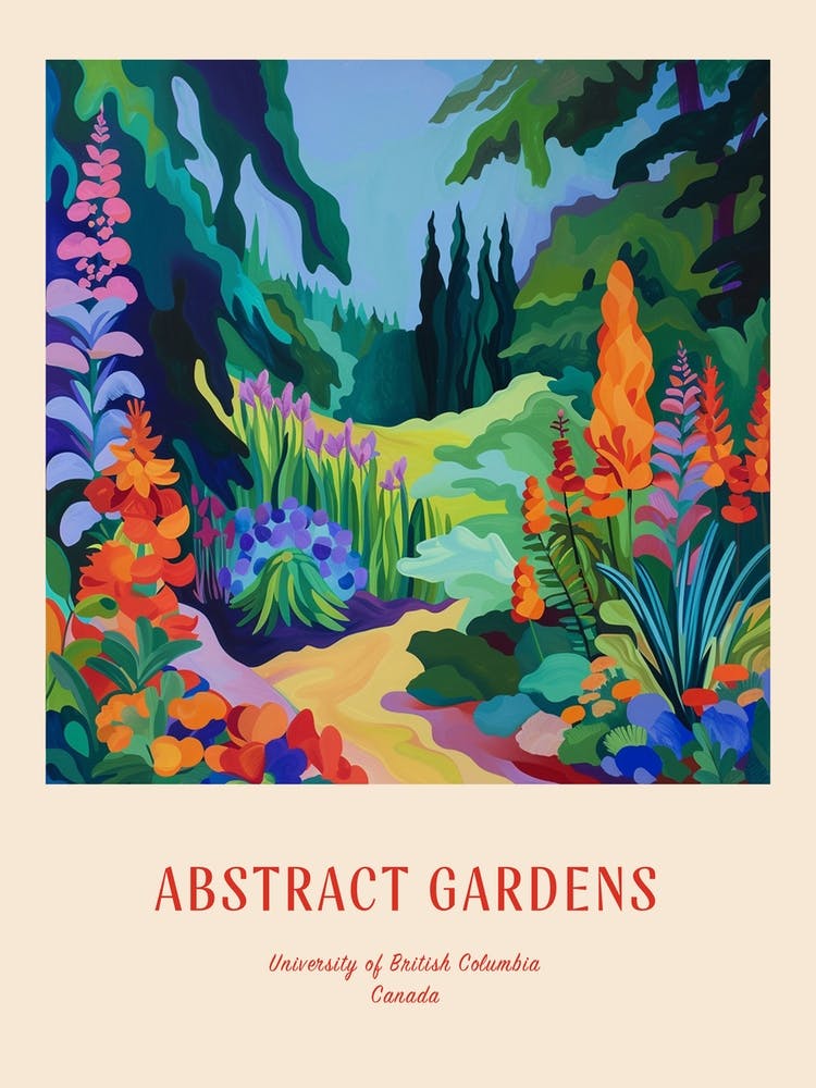 Colourful Gardens University Of British Columbia Canada 1 Red Poster