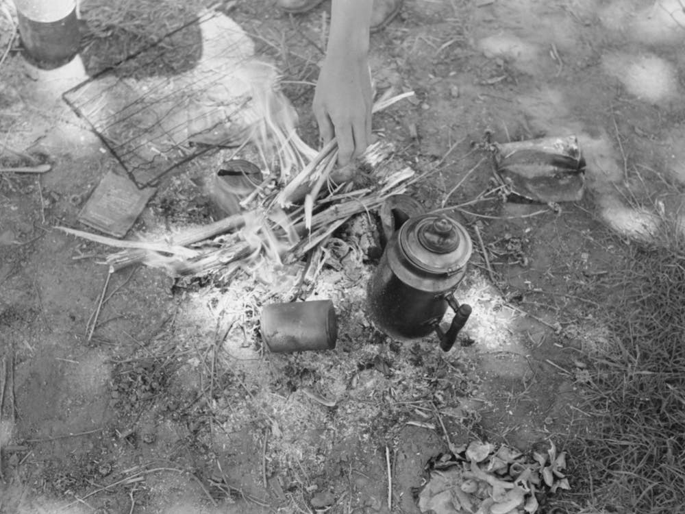 Building A Fire, Migrant Camp Near Prague, Oklahoma By Russell Lee
