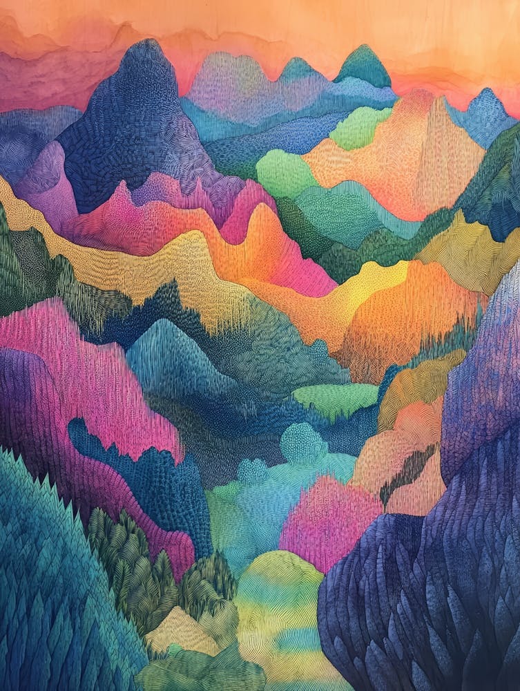 Colourful Mountain Illustration Poster 5