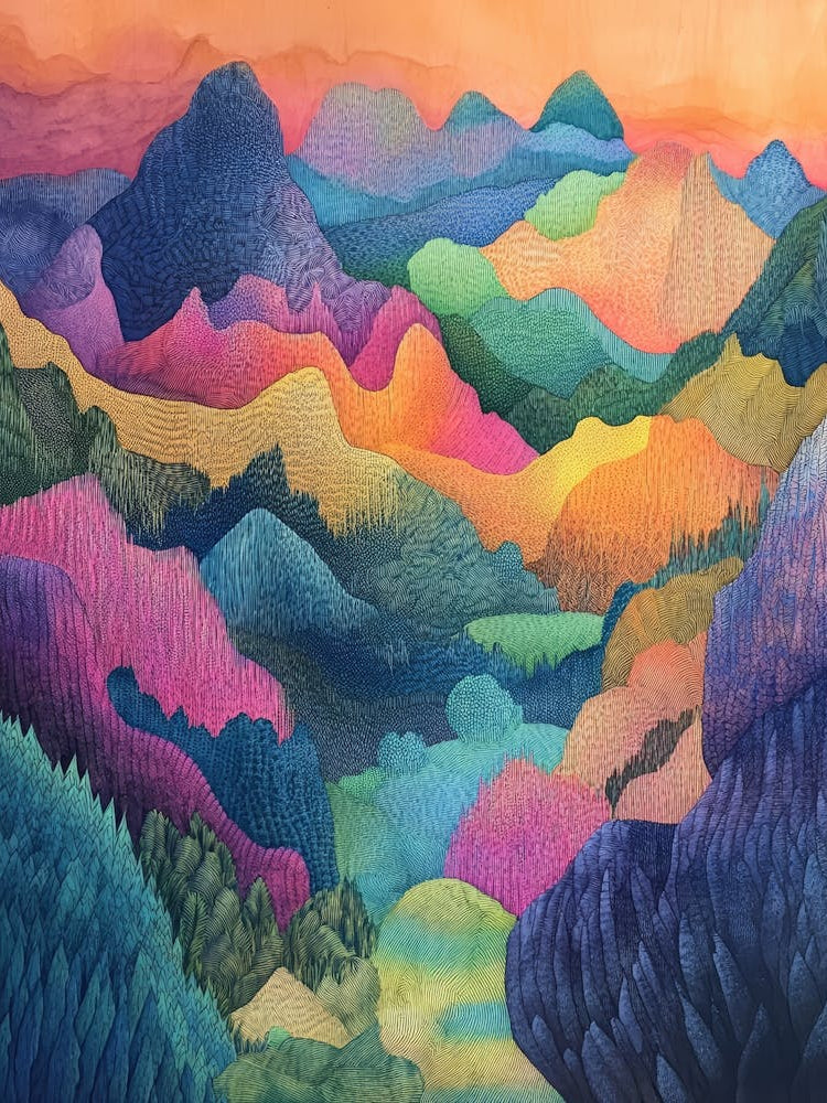 Colourful Mountain Illustration Poster 5