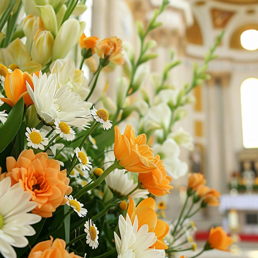 Décorations de Pâques Festives Dans Une Église Traditionnelle