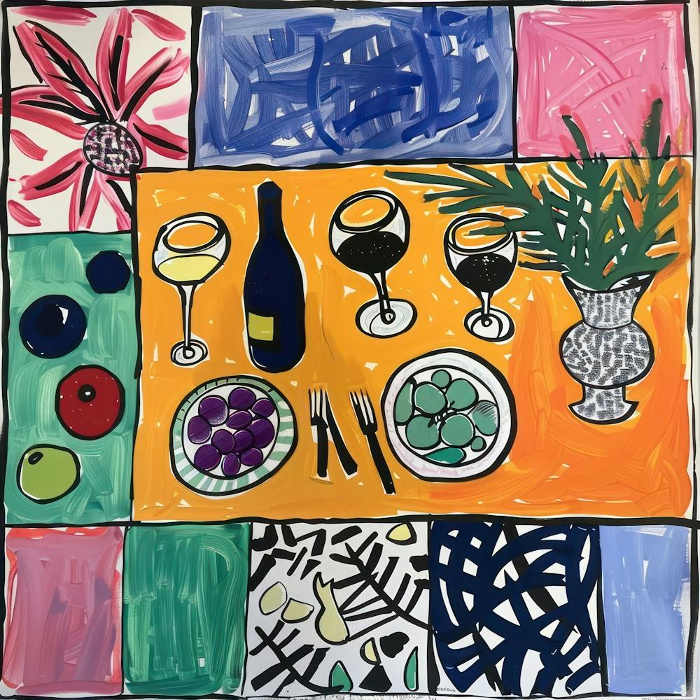 Table With Wine Matisse Style 10