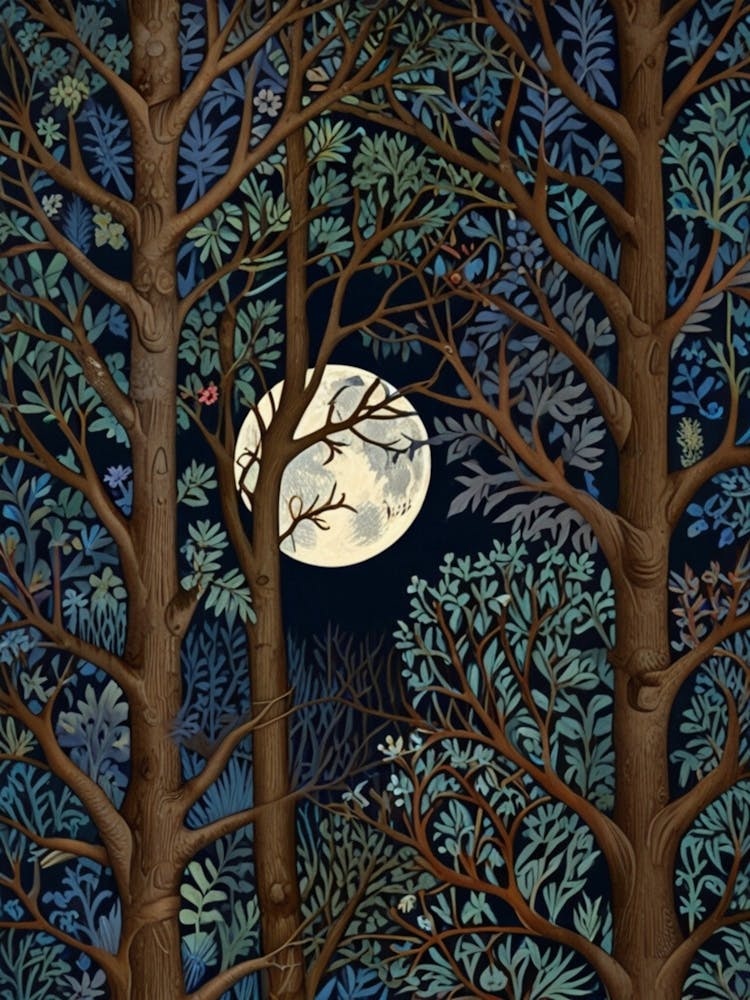WILLIAM MORRIS Moonlight In The Forest 2
