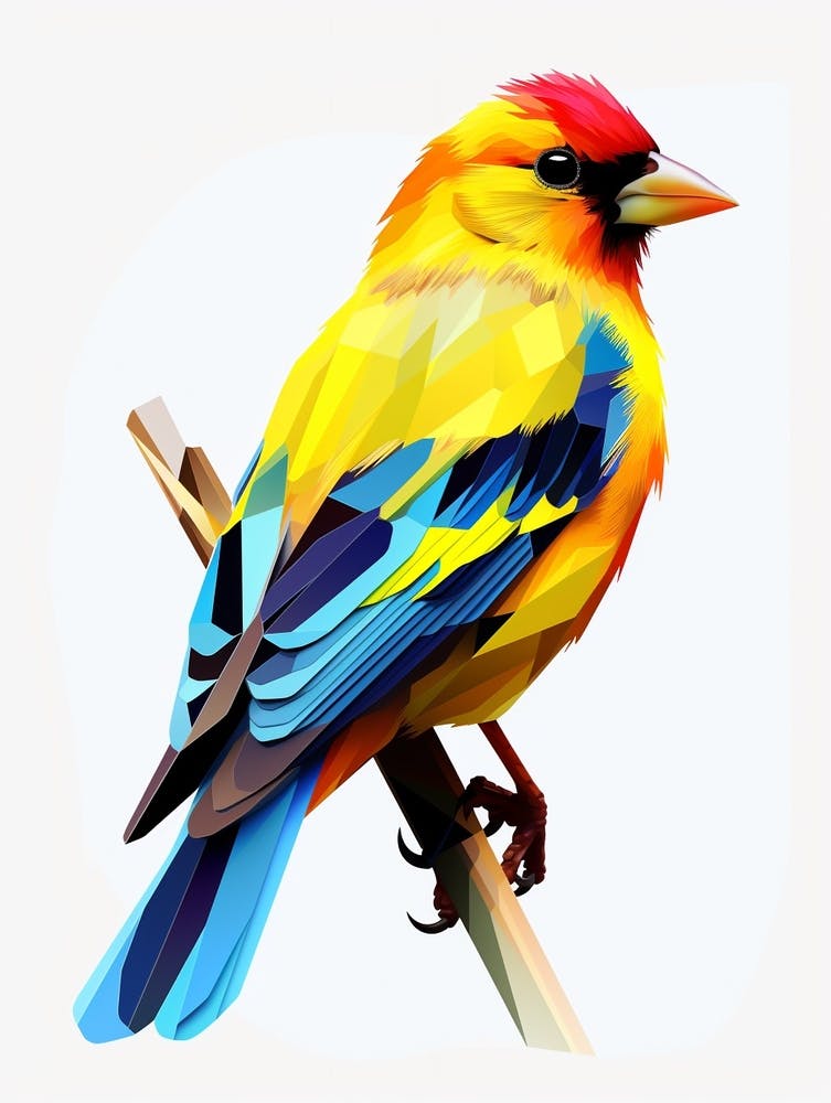 Colourful Geometric Bird American Goldfinch 2