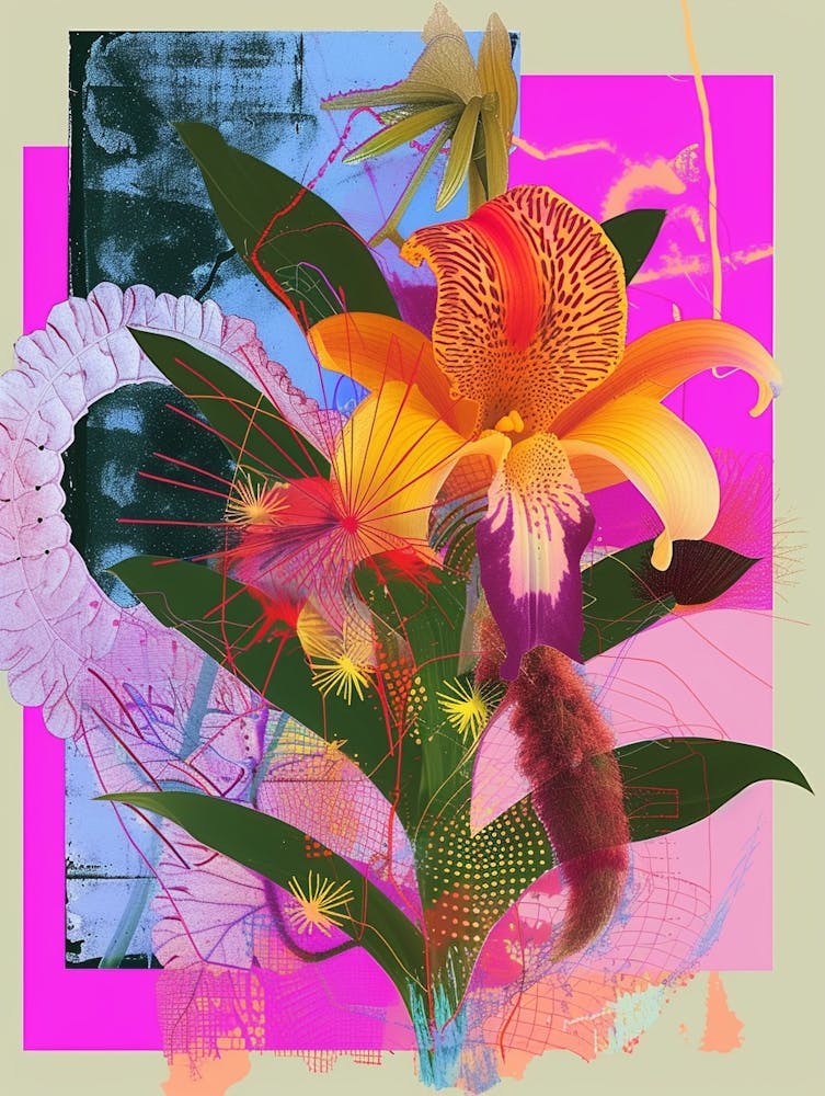 Flower 2 Neon Flower Collage