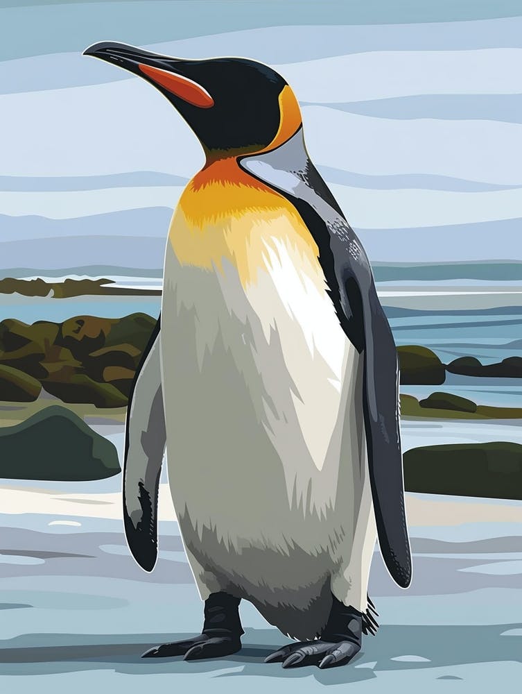 King Penguin Isabela Island Minimalist Illustration 2
