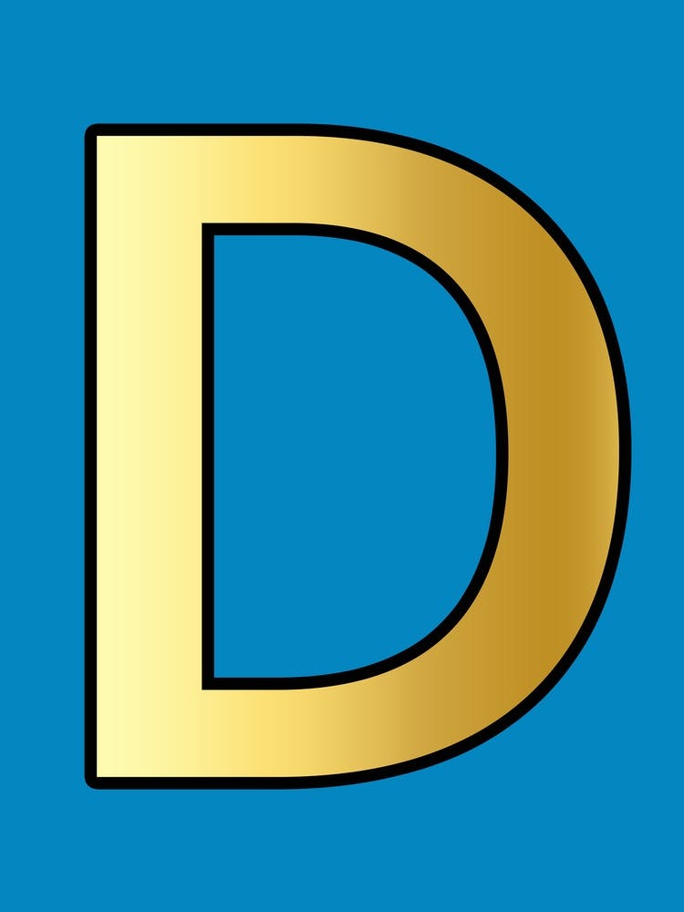 Letter D Gold Alphabet Turquoise