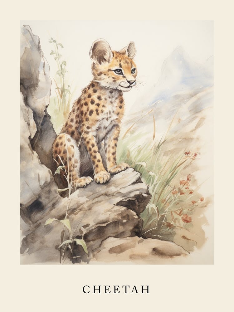 Beatrix Potter Inspired  Animal Watercolour Cheetah 2