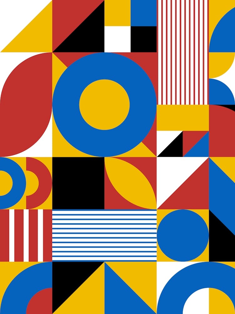 Abstract Geometric Pattern - Bauhaus geometric retro poster #4, 60s poster