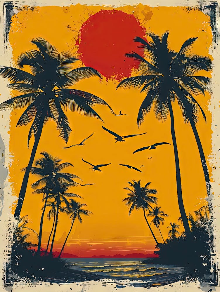 Sunset With Palm Trees 1