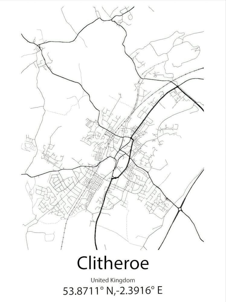 Clitheroe,United Kingdom Minimalist Map