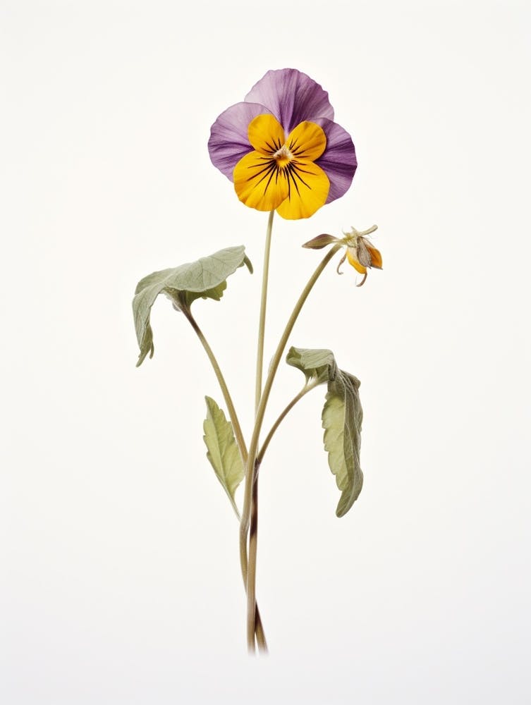 Pressed Wildflower Botanical Art Downy Yellow Violet Viola 2
