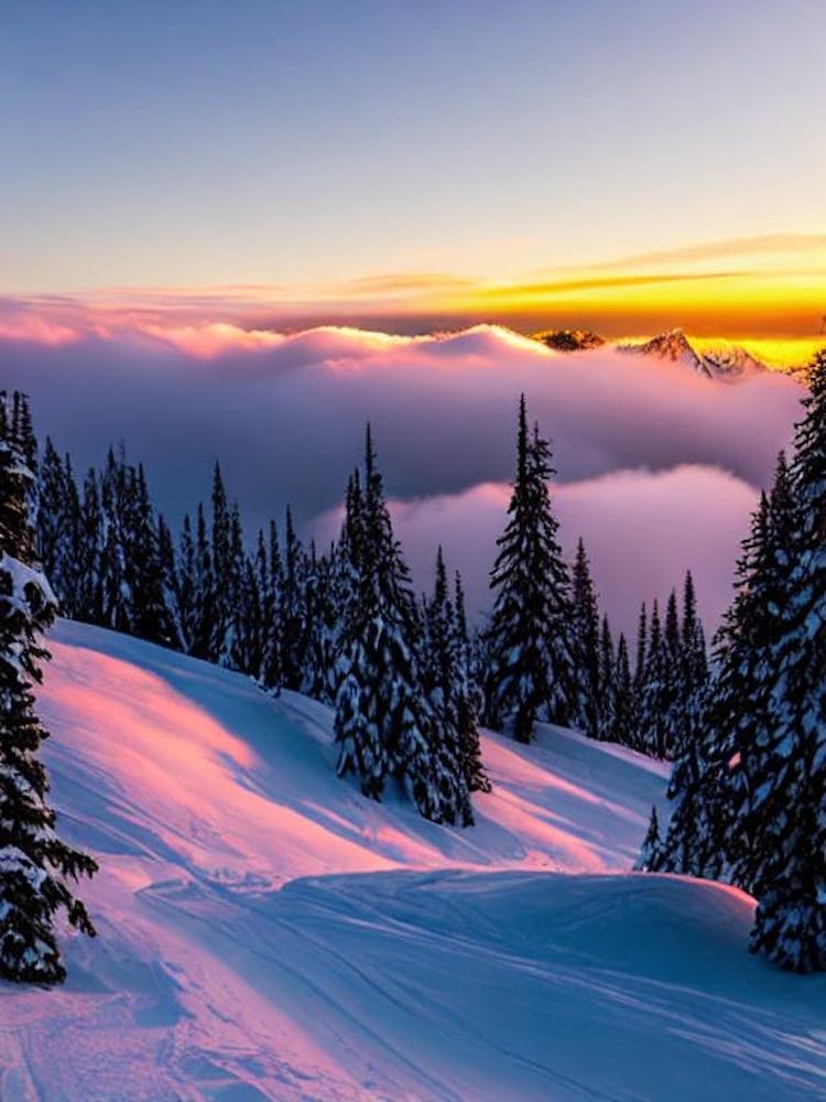Fernie, Canada Sunrise Skiing Poster