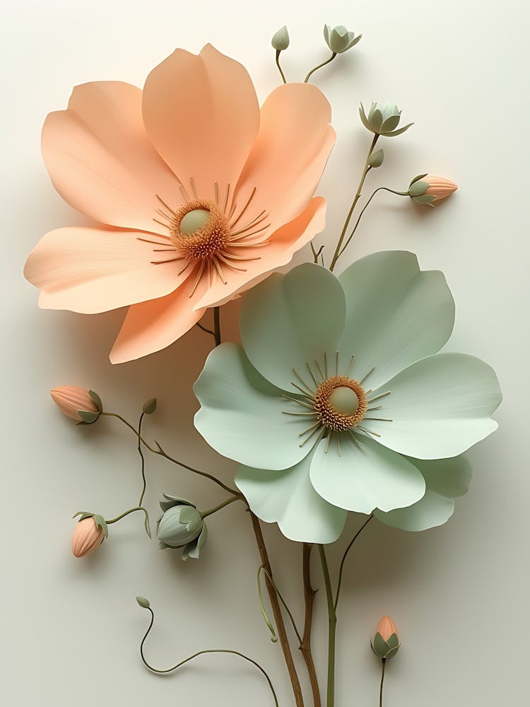 Serene Floral Harmony in Delicate Hues