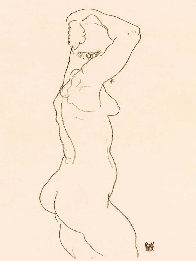 Standing Nude, Facing Right (1918), Egon Schiele