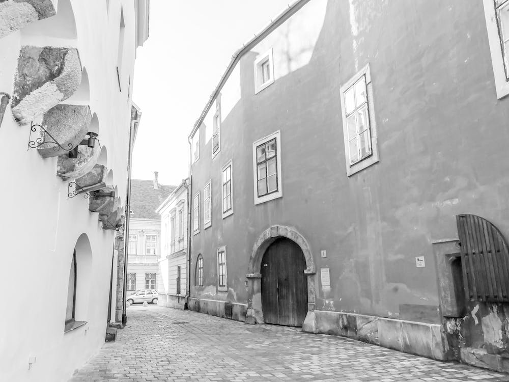Black And White Budapest Street Scene