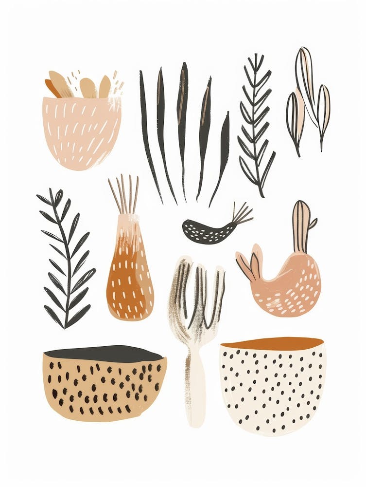 Illustration Of Birds And Plants