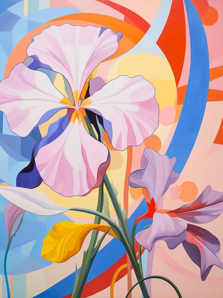 Iris 3 Hilma Af Klint Inspired Pastel Flower Painting