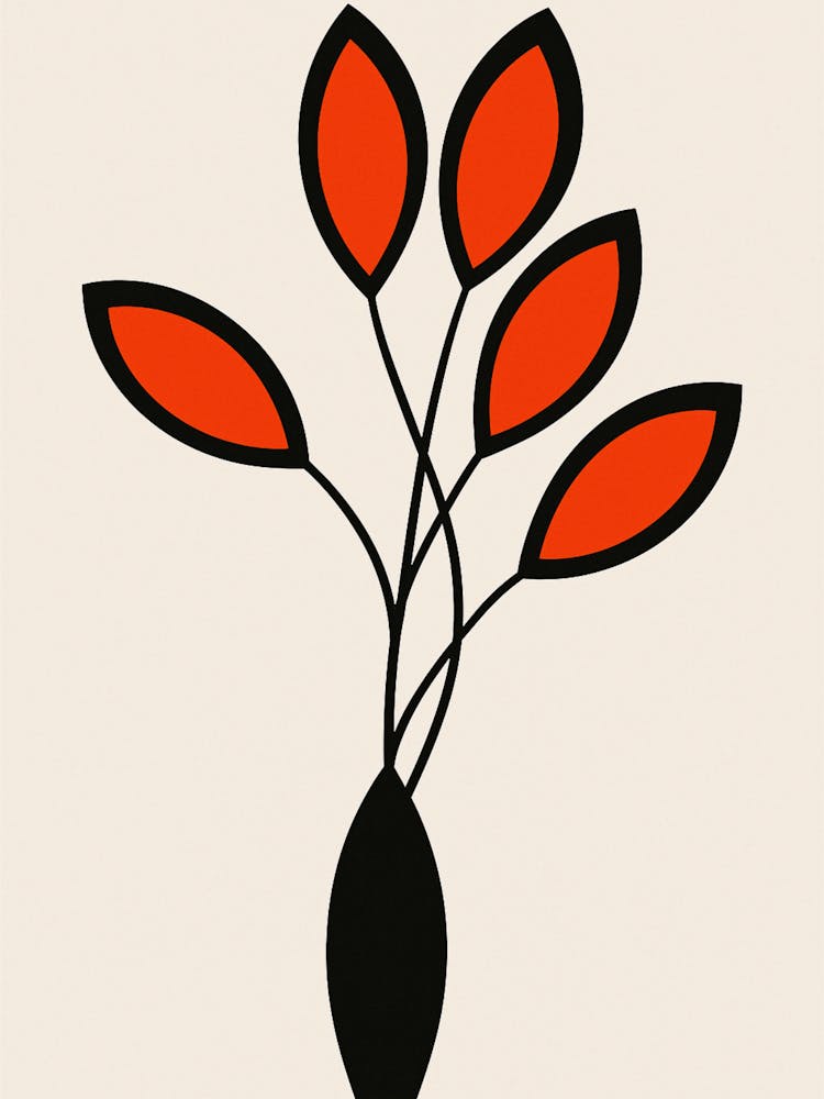 Cinco Red Red Leaves In A Vase