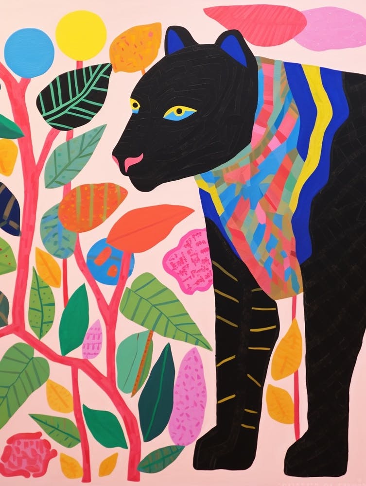 Maximalist Animal Painting Black Panther 2