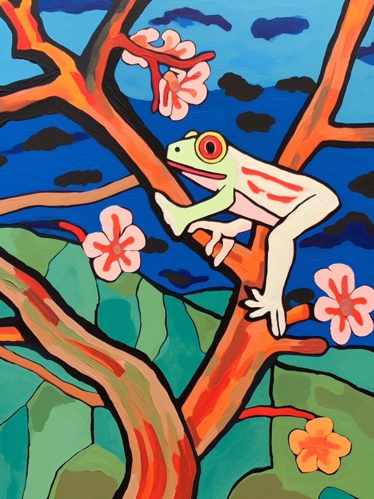 Maximalist Animal Painting Red Eyed Tree Frog 3