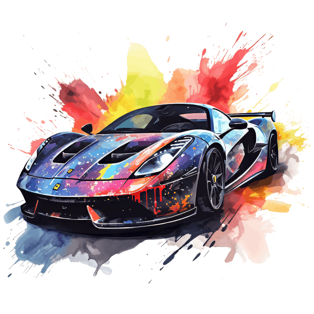 Aquarell Elegante Supersportwagen 19