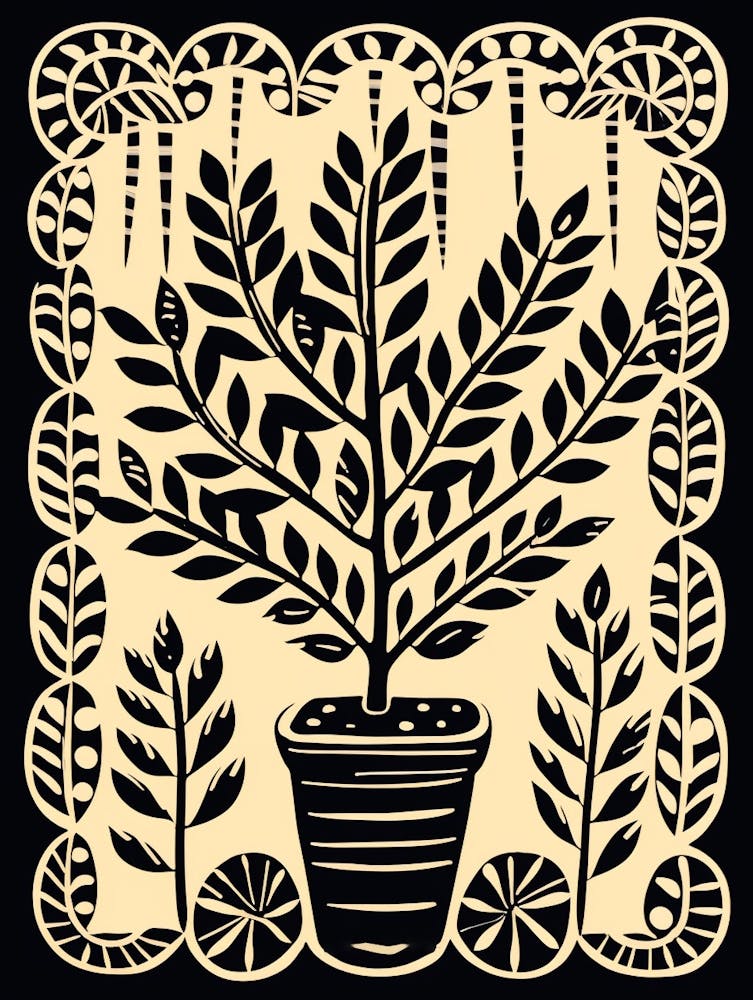 B&W Plant Illustration Zz Plant 16