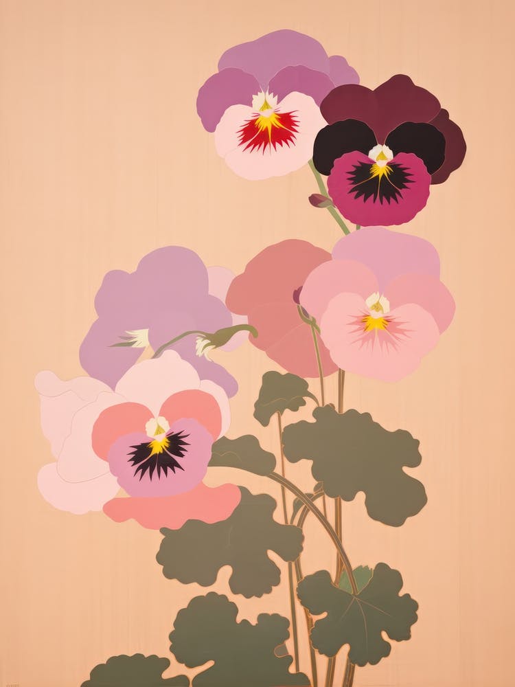 Pansies Flower Big Bold Illustration 2