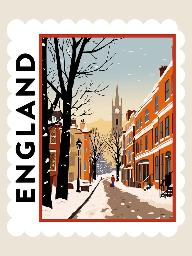 Retro Winter Stamp Poster Richmond England 1