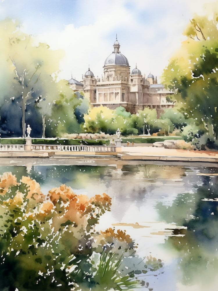 Parque Del Retiro Spain Watercolour Painting 3 