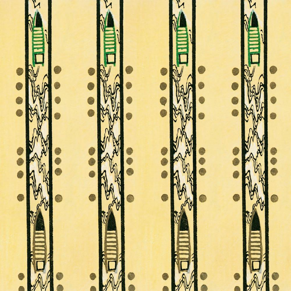 Vintage Ukiyo-e Woodblock Print Of Japanese Textile, Shima Shima, Furuya Korin (90)