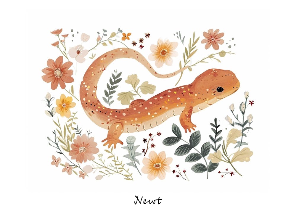 Little Floral Newt Poster