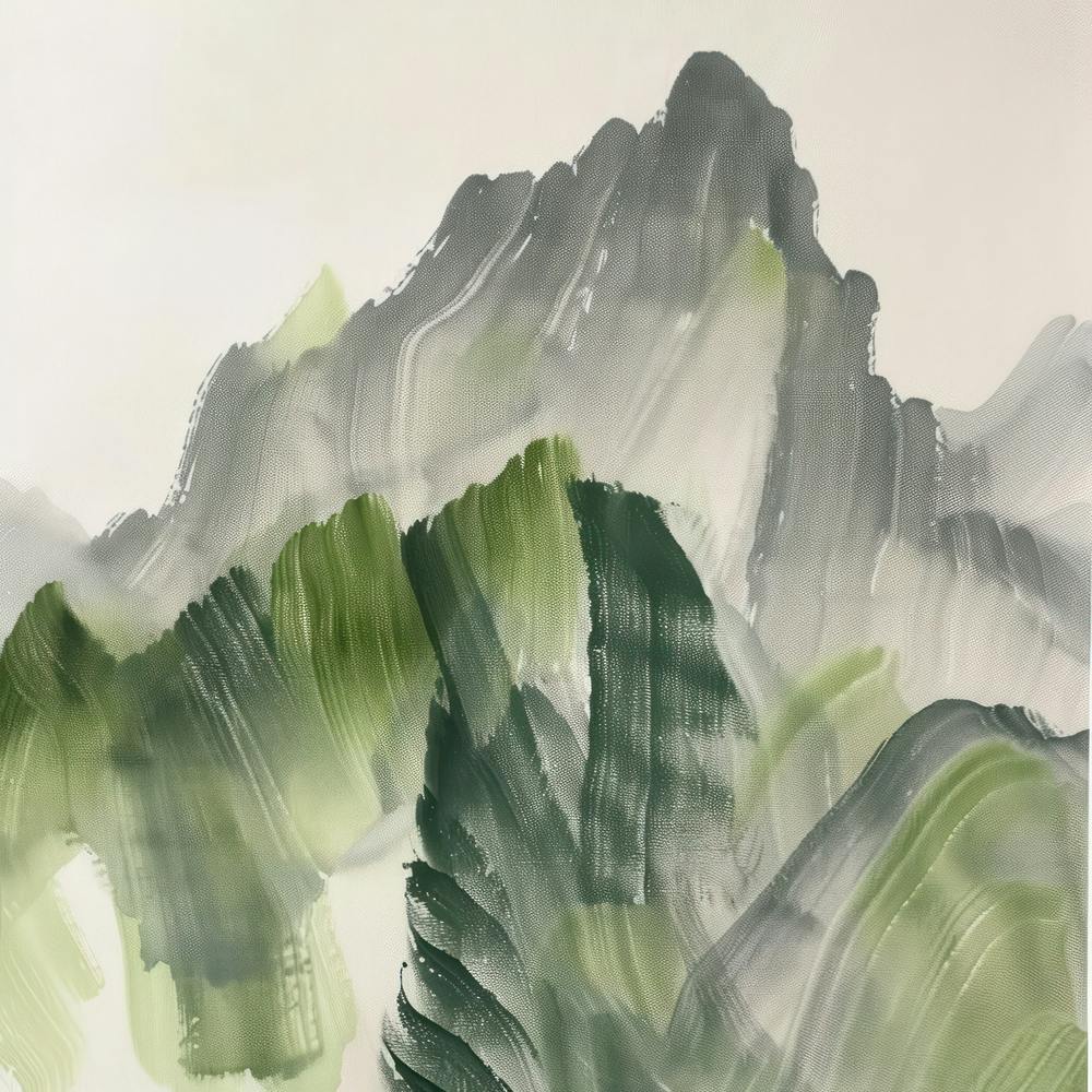 Japanese Watercolour Of Mount Kirigamine 1
