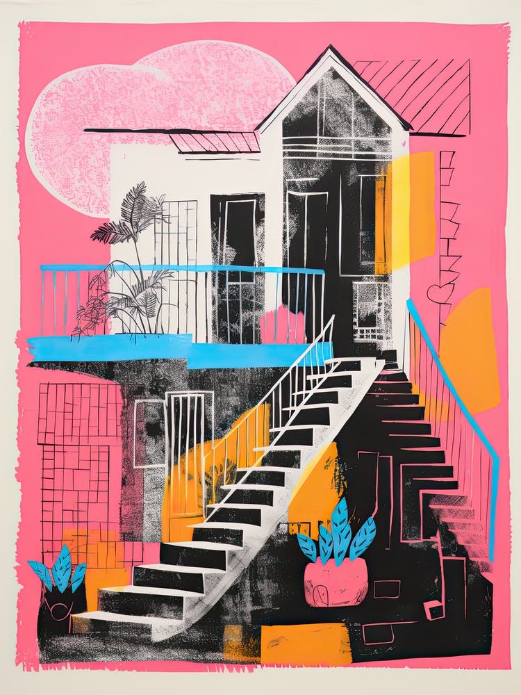 A House In Cape Town, Abstract Risograph Style 1