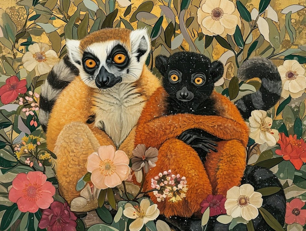 Illustration Animale Florale Lémurien 4