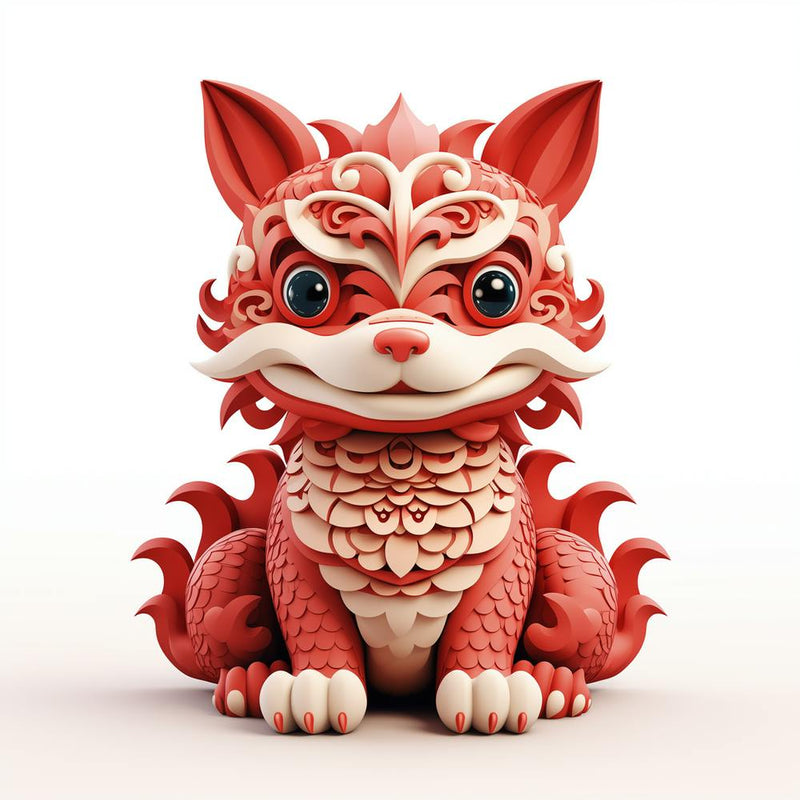 Cute Dragon Red in Origami