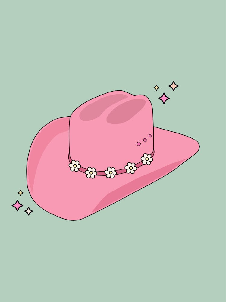 Pink And Green Cowboy Hat