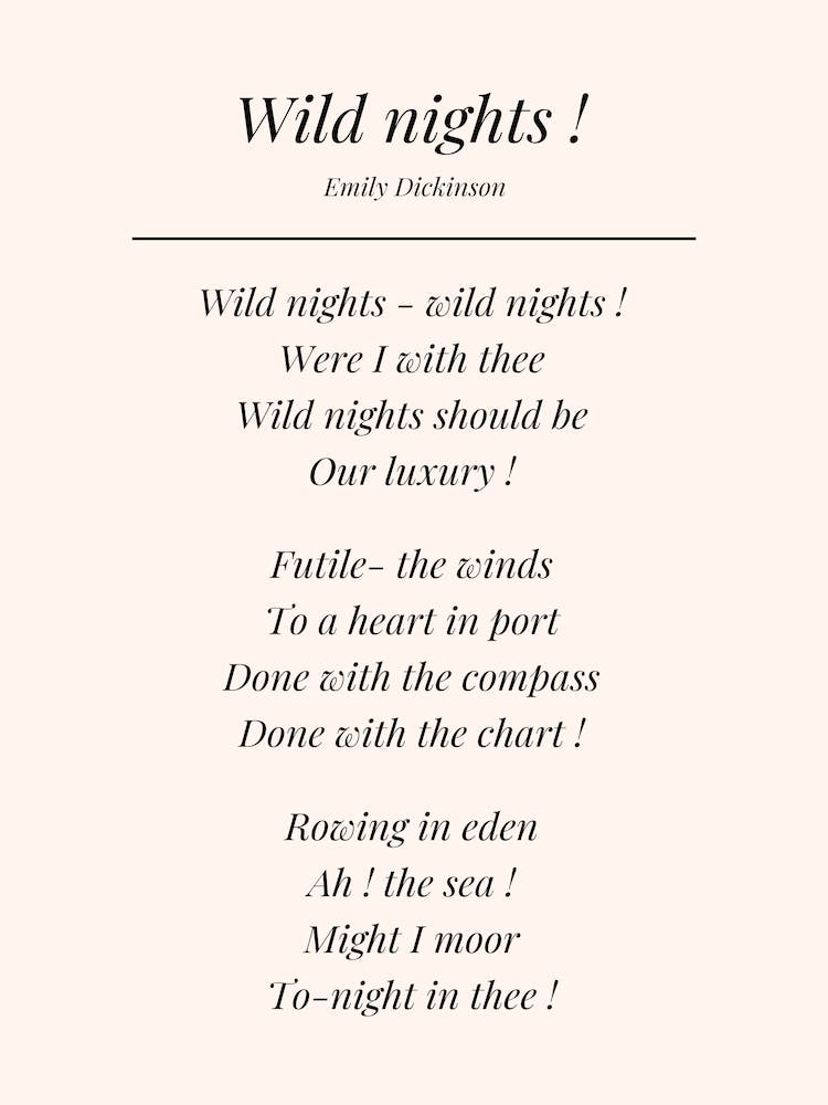 Wild Nights Emily Dickinson Poem