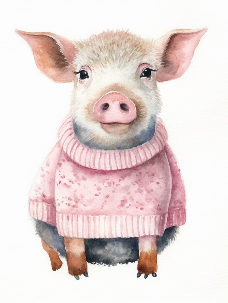 Tierbaby Aquarell Schwein 1