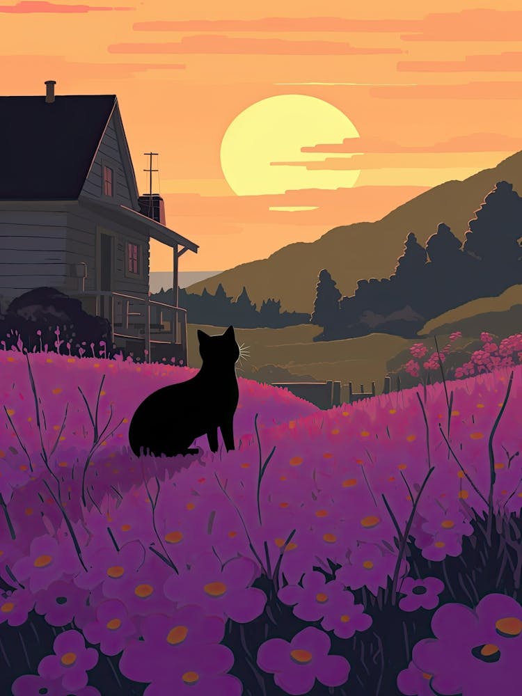 A Black Cat In A Lavender Field 4