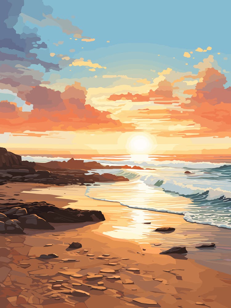 A Vibrant Painting Of El Cotillo Beach Fuerteventura Spain 2