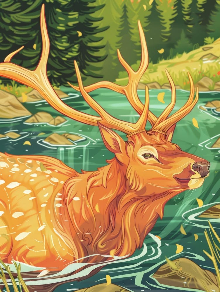 Deer In The River