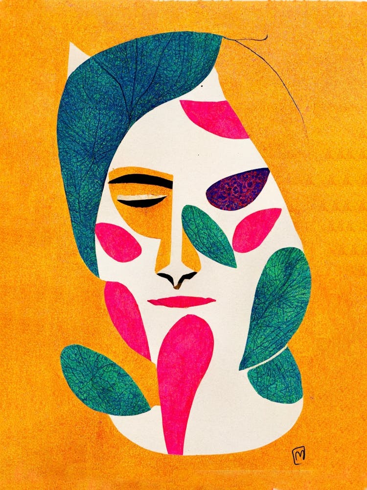 Abstract Floral Botanical Face 3