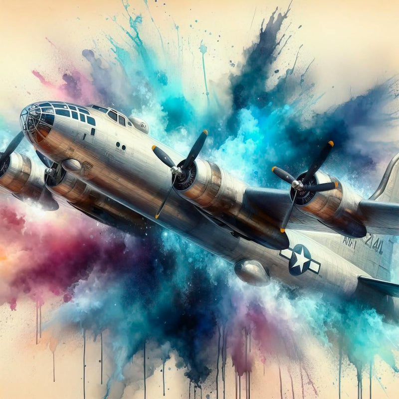 Boeing B 29 At Full Speed Watercolor Splash Well Defined 8k 2