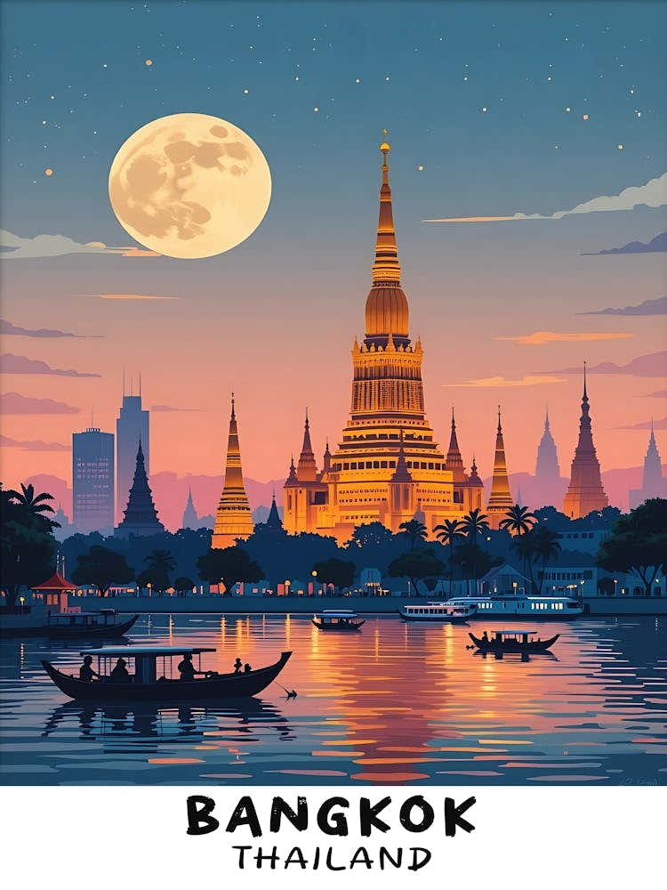 Bangkok - Thailand Vintage Travel Poster 16