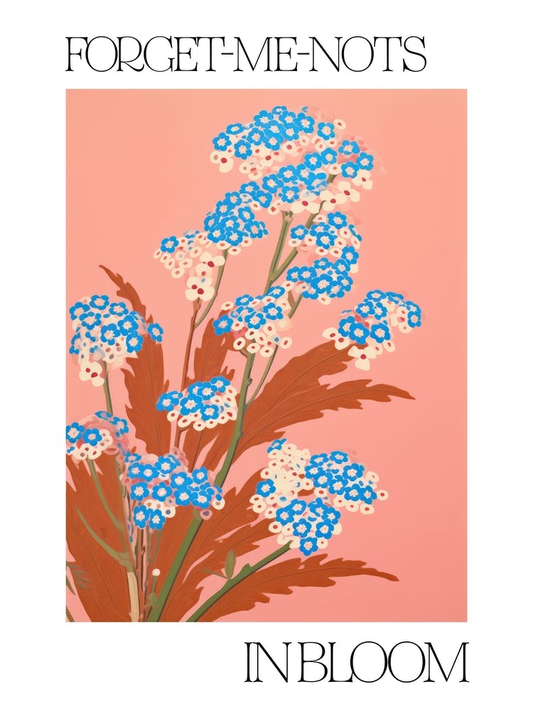 Forget Me Nots In Bloom Flowers Bold Illustration 2
